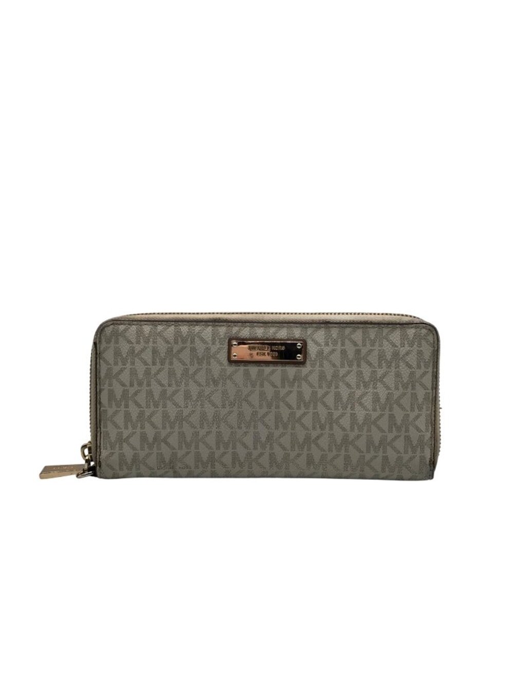 Grey Michael Kors Signature Coated Canvas Zip-Around Wallet
